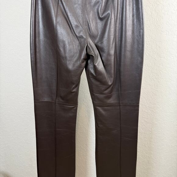 Women's Carlisle Chocolate Brown Straight Leg 100% Leather Pants Size 4 - Picture 10 of 11